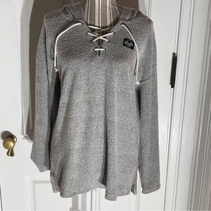 Gray Lace-Up Hoodie Pink medium v neck women’s hooded S245